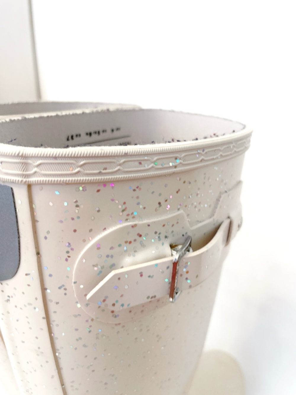 Hunter Cream Original Glitter Rubber Rain Shoes with Embossed Logo - Picture 5 of 11